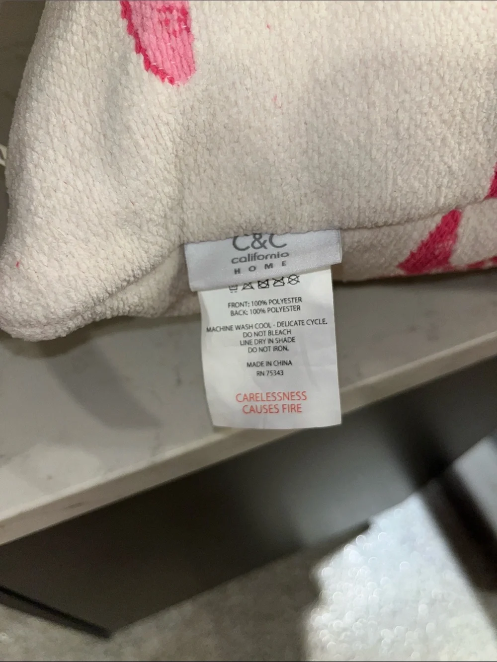 C&C California Pink Boot Pattern Accent Pillow on Cream